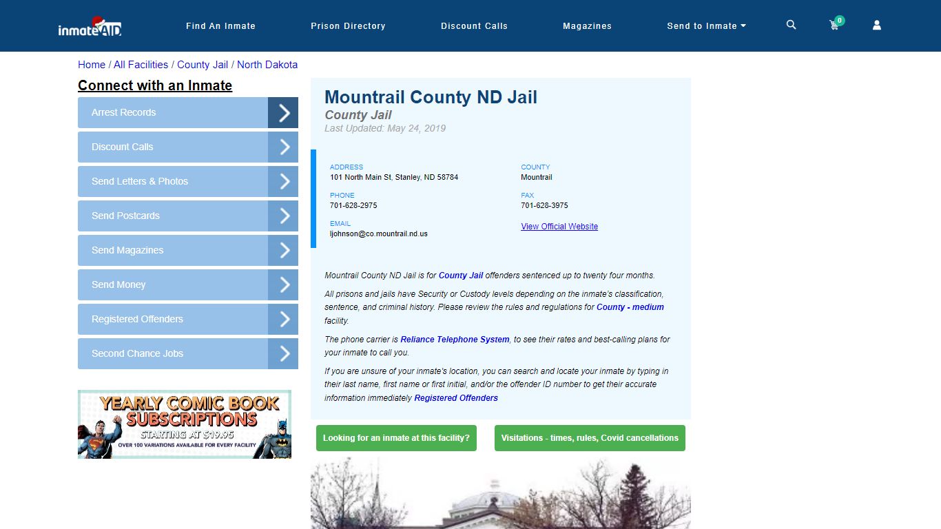 Mountrail County ND Jail - Inmate Locator - Stanley, ND