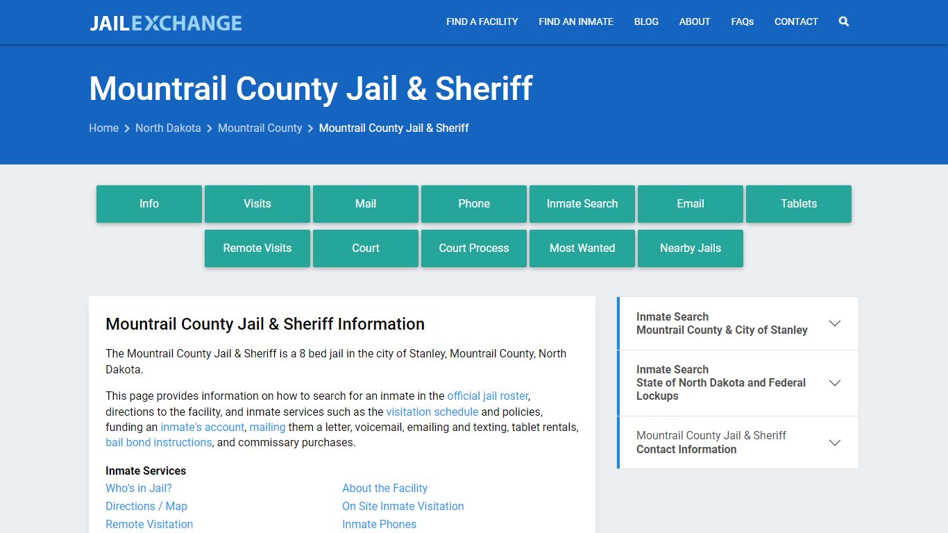 Mountrail County Jail & Sheriff, ND Inmate Search, Information
